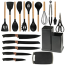 Kit Utensílios De Cozinha 19 Pçs Em Silicone Completo Antiaderente E Resistente Ao Calor