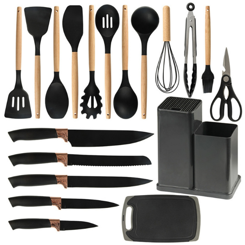 Kit Utensílios De Cozinha 19 Pçs Em Silicone Completo Antiaderente E Resistente Ao Calor
