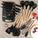 Kit Utensílios De Cozinha 19 Pçs Em Silicone Completo Antiaderente E Resistente Ao Calor