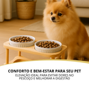 Comedouro Bebedouro Duplo Elevado Para Caes Cachorros E Gatos 320ML Branco Verde Rosa