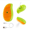 Escova Vapor 3 em 1 Elétrica p/ Cães e Gatos - Remove Pelo, Massagem, Pente p/ Pelos