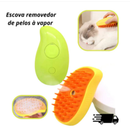 Escova Vapor 3 em 1 Elétrica p/ Cães e Gatos - Remove Pelo, Massagem, Pente p/ Pelos