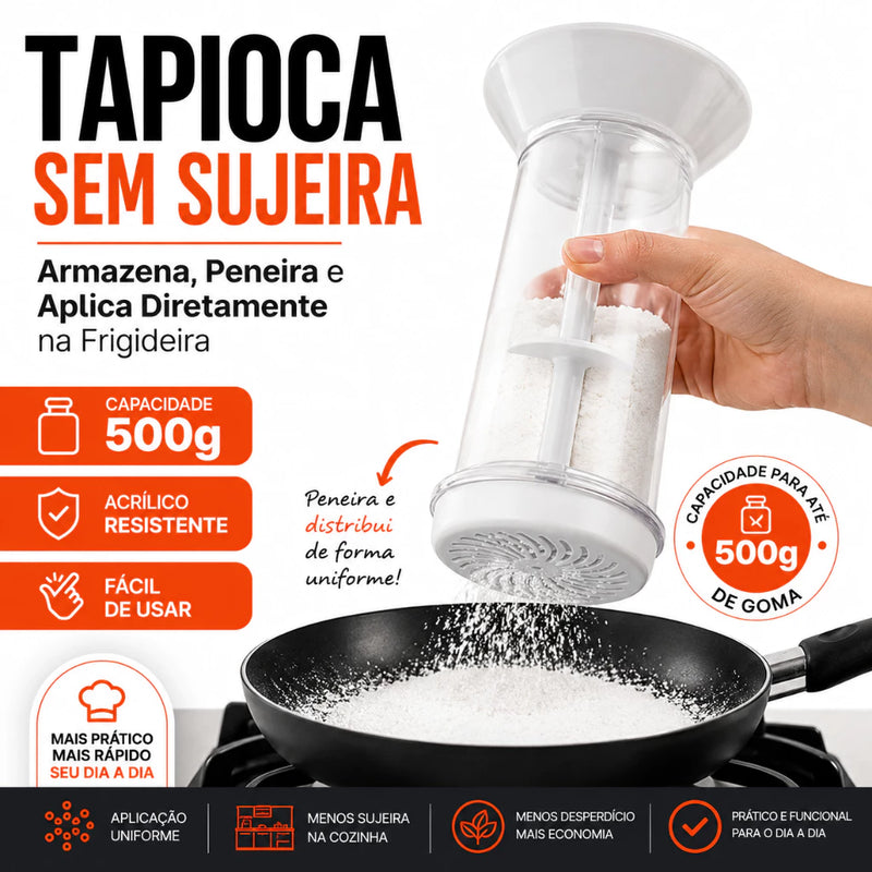 Tapioqueira com Peneira e Polvilhador 500g